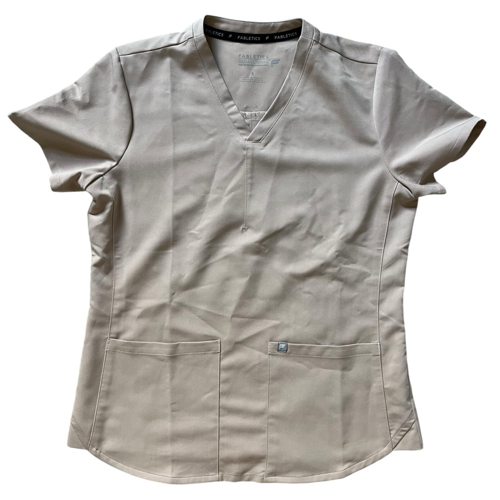 Fabletics Scrubs‎ Shirt Women's S Top Beige Nude Medical Office Nurse NICE✅
